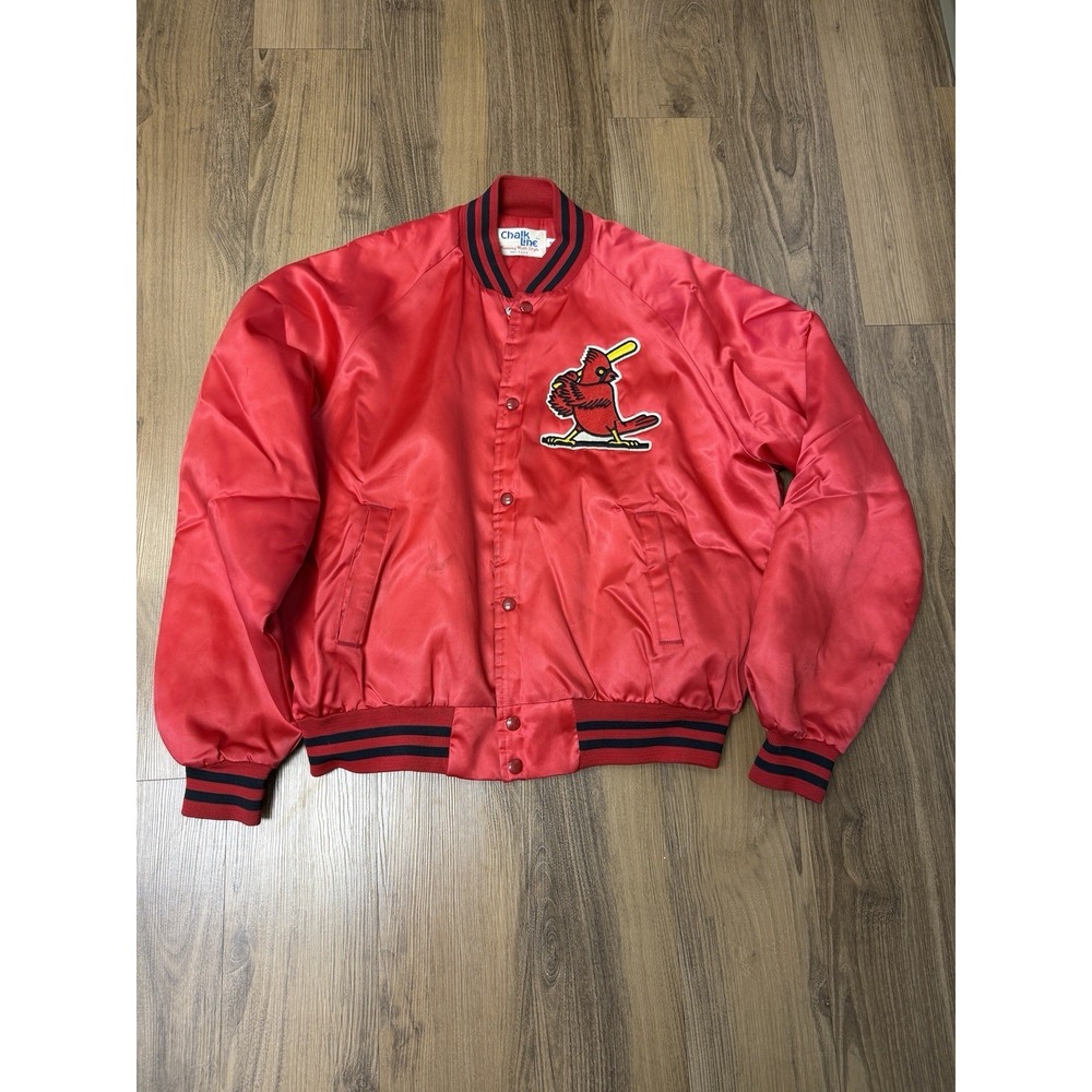 Vintage St. Louis Cardinals Chalk Line Satin Jacket XL Red Quilt Lined 90s